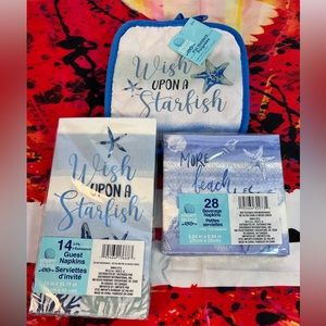 Shore Living  set of Pot Holders, Guest Napkins & Beverage Napkins